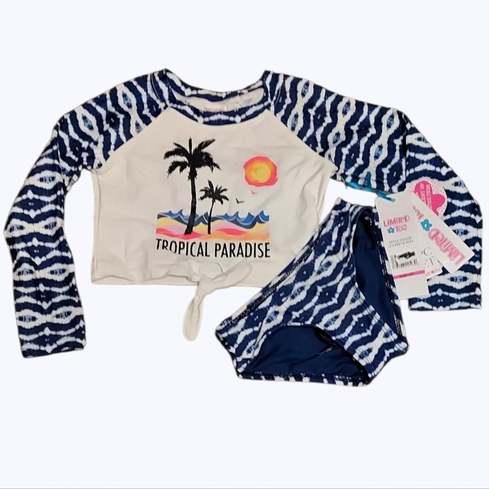NWT Limited Too Navy Tie Dye Tropical Paradise Rashguard Set  Size 2T
